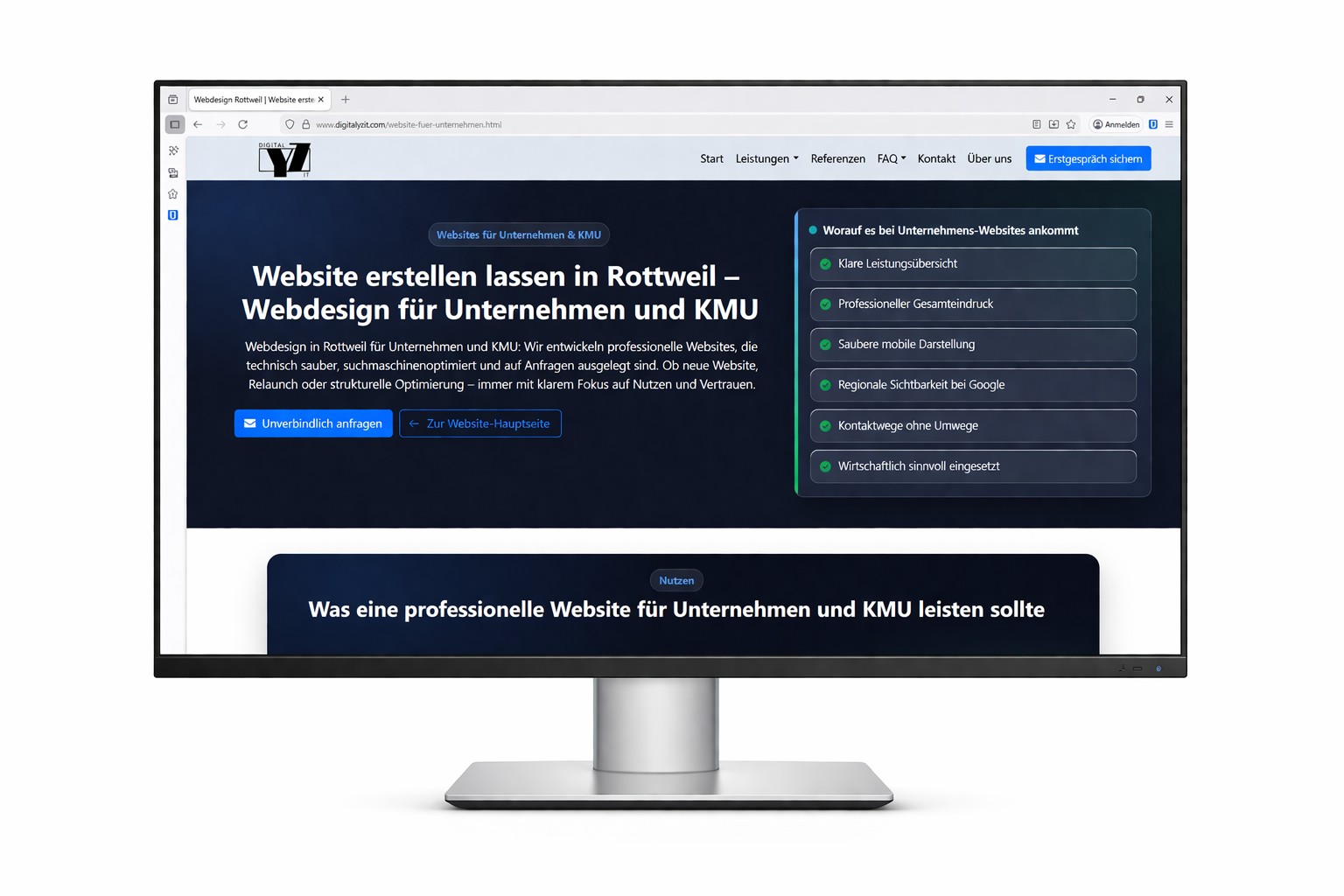 Beispiel einer von DigitalYZ IT entwickelten Website